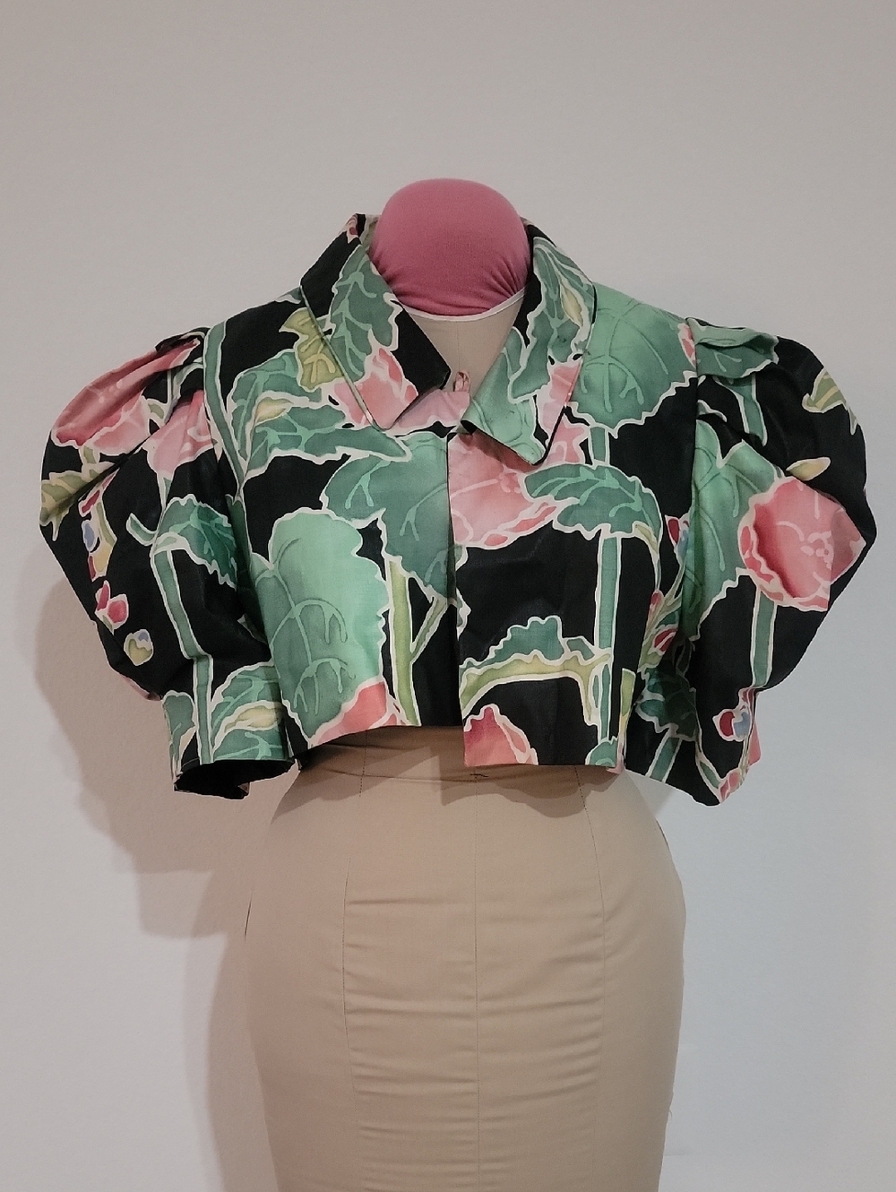 BARBOGLIO cristina jan Floral Puff Sleeve Crop Top